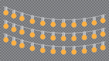 Orange decorative string lights graphic element for design projects.