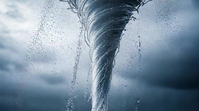 Whirlwind of Water: A majestic waterspout dances violently across the ocean's surface, as dark clouds gather, hinting at the raw power and untamed nature of a brewing storm. 
