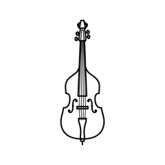 Fototapeta premium Illustration of a double bass isolated on in black outline