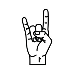 Hand showing rock and roll sign isolated on, music gesture