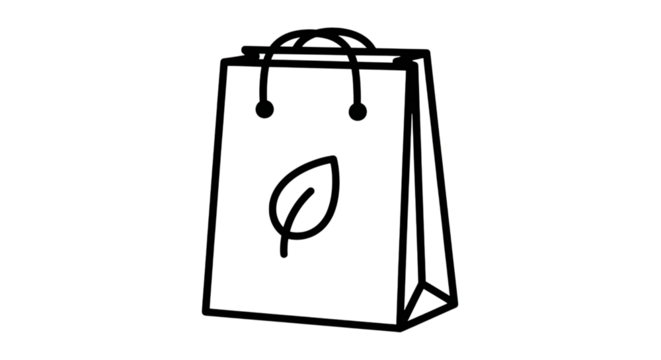 Shopping bag with leaf icon for green eco friendly product for environmental care