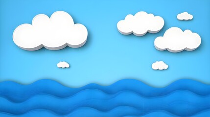 Serene ocean waves against a bright blue sky digital art calm scenic view