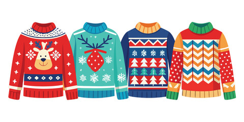 Ugly christmas sweater party holiday season winter fashion festive apparel reindeer snow