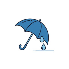 Blue umbrella with raindrops flat vector illustration © rabbivay
