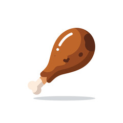 Roasted chicken drumstick flat icon
