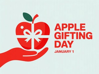 Celebrate apple gifting day on january 1st with a red apple gift illustration