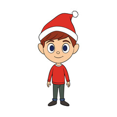 A cute boy with christmas hat cartoon style