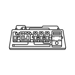 Obraz premium Guitar effects pedalboard isolated on in line art style