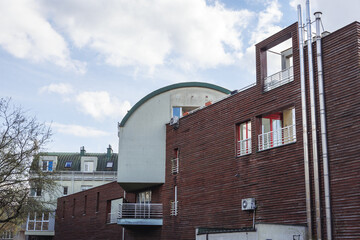 Residential building on Marokanska Street in Goclaw area, South Praga district of Warsaw, Poland