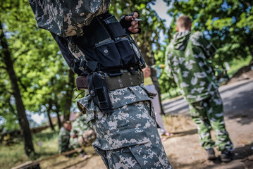 Fototapeta premium Pro-Russian militia checkpoint in Sloviansk during Russo-Ukrainian War in Donbas region, Ukraine