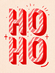 Vibrant red and white striped letters create a joyful holiday phrase, perfect for Christmas celebrations and seasonal decorations