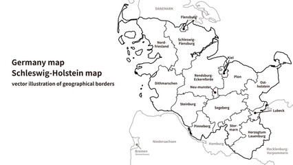 Obraz premium Schleswig-Holstein Map – Detailed State Map of Northern Germany