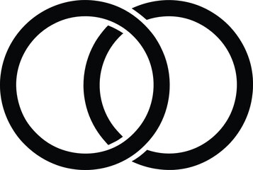 Interlocking Black Circles Icon Symbolizing Marriage, Unity, Partnership, Commitment, Wedding Rings, Connection, and Eternal Relationship Vector Graphic.