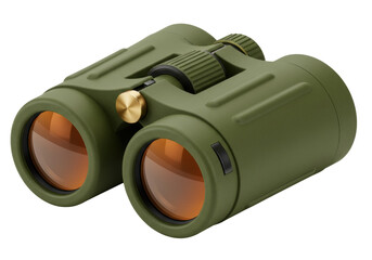 Isolated military binoculars for observing nature, outdoors, and sports events, olive green