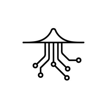 Data stream graph with connected circuit lines in minimalist style  