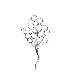 Balloons sketch drawing illustration, party balloons, birthday balloons, celebration balloons, simple art