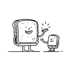 Cute sandwich cartoon vector illustration of food characters with happy faces and funny expressions design