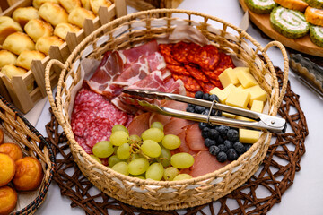 Food on table for celebrities. Appetizer on the table - party