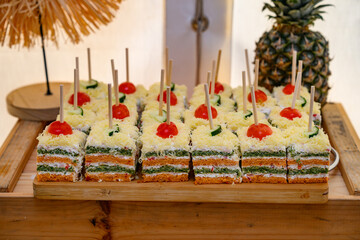 salty canapé sandwiches / salty rozen cubes