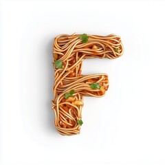 font F shape from noodle pasta for children food simple breakfast, isolated white