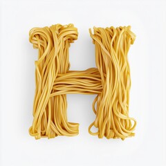font H shape from noodle pasta for children food simple breakfast, isolated white
