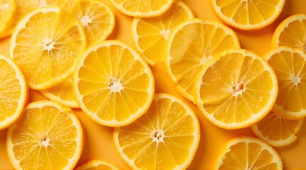 Obraz premium Fresh orange slices arranged in vibrant pattern 
