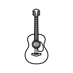Acoustic guitar isolated on in line art style drawing