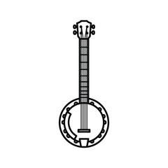 Banjo musical instrument outline isolated on for design use