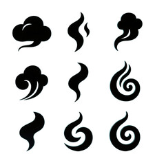 Obraz premium Minimalist wind symbols in teal neon outlines