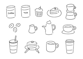 シンプルなカフェイラストのセット