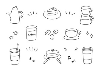 シンプルなカフェイラストのセット