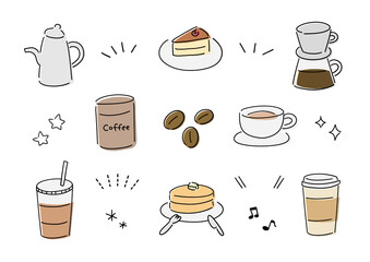 シンプルなカフェイラストのセット