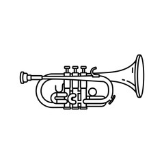 Trumpet vector isolated on, a brass musical instrument