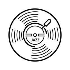 Jazz vinyl record isolated on in vector style drawing