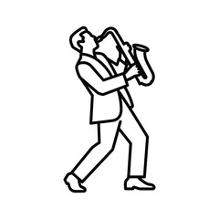 A man playing saxophone icon isolated on for music concepts