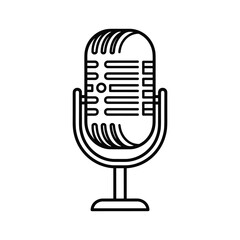 Vintage microphone isolated on in simple line art style