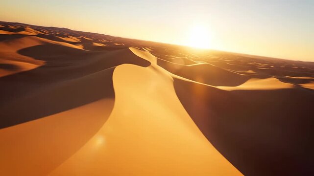 Exploring Golden Sand Dunes in the Sahara Desert at Sunrise