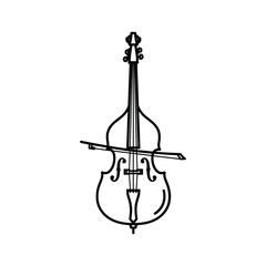 Double bass outline isolated on for design and decoration
