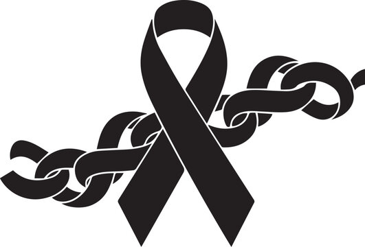 Black ribbon symbol of aids awareness breaking chains of disease support unity