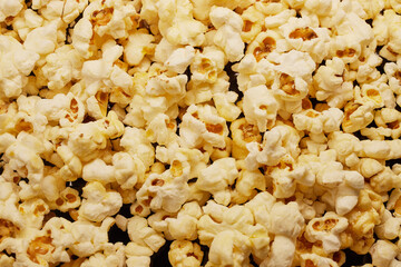 Close-up of fresh popcorn, full frame