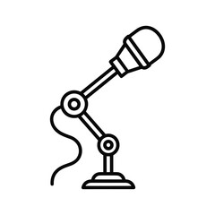 Microphone on stand isolated on for podcast or recording