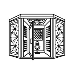 Line art illustration of a soundproof booth isolated on