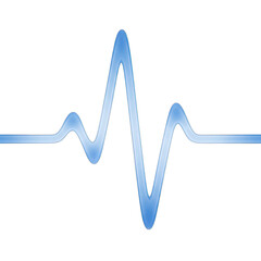 Abstract Blue Waveform Pulse Graphic Isolated on Black Background with Subtle Glow and Reflection Minimalist Design