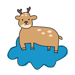 kids drawing deer cartoon illustration