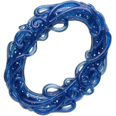 Abstract Blue Swirl Ring with Glitter Sparkles on Black Background Macro Shot Detailed Texture