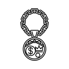 Hip hop gold chain with dollar sign and crown isolated on