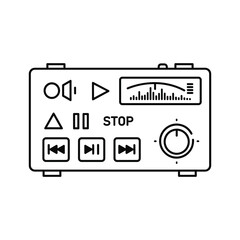 Retro cassette player with buttons isolated on for music