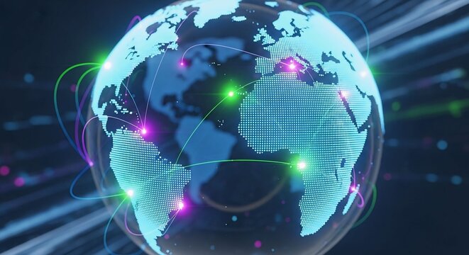 Digital Network Interactions Across the Earth in a Futuristic Environment - Powered by Adobe