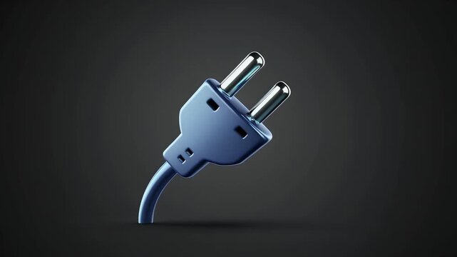 Blue electric plug on dark background illustrative graphic