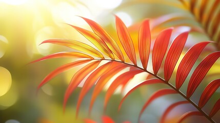 Palm Leaf with Soft Bokeh in Warm Sunset Light